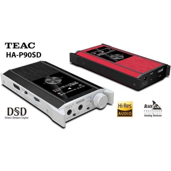 Teac HA-P90SD-R Portable Hi-Resolution Digital Audio Player/Headphone Amplifier Red 